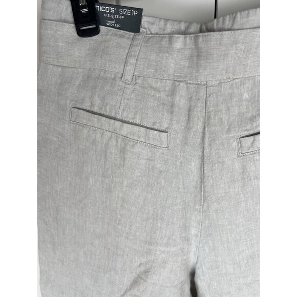 NWT Chico’s 100% Linen Fly Front Pleated Pants Dove Gray Women's Size 8 Petite - Picture 7 of 10